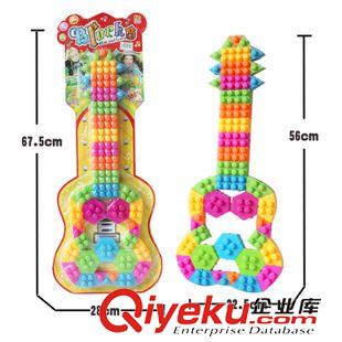 5月新产品 伙拼儿童仿真积木吉他 仿真吉它儿童乐器4弦节日孩子喜欢礼物