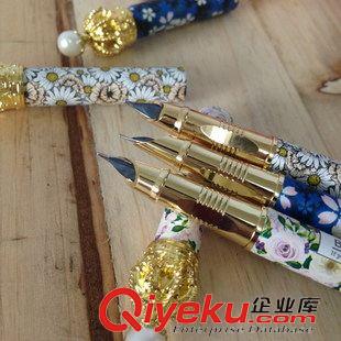 10月新品 传人8282hg钢笔 金属杆插墨式碎花钢笔 儿童书法钢笔