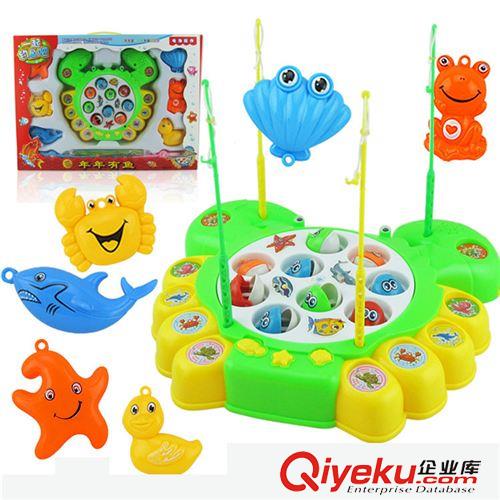 益智类 儿童电动玩具批发 电动螃蟹钓鱼盘 配六个水中钓具 益智有趣