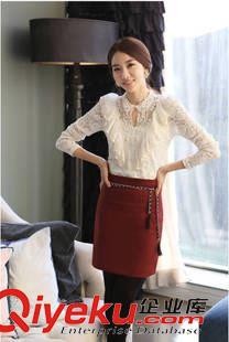 蕾丝衫  雪纺衫 2015新款韩版女装修身显瘦长袖娃娃领蕾丝衫 蕾丝上衣打底衫