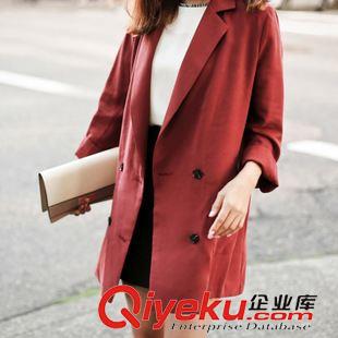 女式外套 2015秋装新款韩国代购名媛气质修身韩版中长款外套风衣女