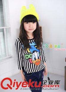 未分类 外贸品质 2015秋款韩版纯棉 女童卡通条纹T恤儿童打底衫