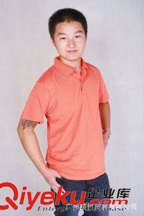 耐穿型工作服 广州服装厂家加工夏装有领短袖T恤橙色文化衫现货供应