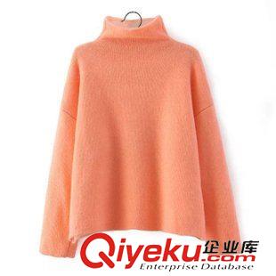 9月13 韩版高品质气质款女式 糖果色高领兔毛廓形套头针织衫21ZY-9.397