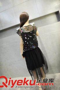 15-6月1-5 韩版时尚潮流街头新款 女士个性数字绣梦幻网纱tsT恤23KK-6.076