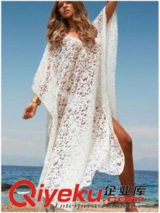 5.7号新款 2015欧美外贸速卖通EBAY沙滩裙蝙蝠袖蕾丝罩衫连衣长裙