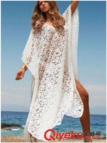 5.7号新款 2015欧美外贸速卖通EBAY沙滩裙蝙蝠袖蕾丝罩衫连衣长裙