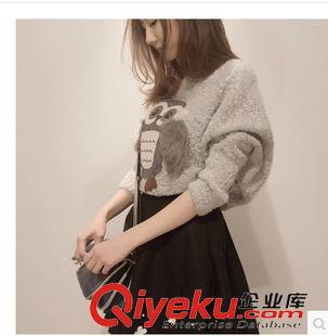 女士秋款套装 2015秋装新款韩国原版两件套宽松毛衣 羊毛呢裙子套装Ajyy