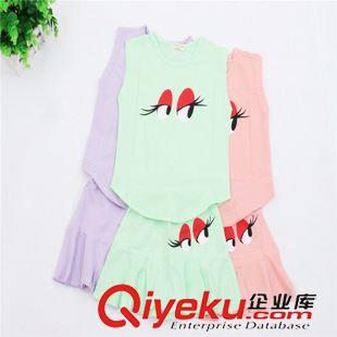 童套装 夏款 韩版奥代尔儿童套装 女童背心+短裙 童装批发
