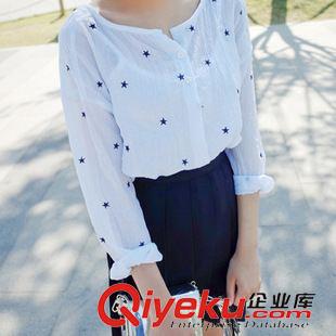 8月25 NEW! 韩国东大门Cherrykoko官网代购薄款可爱小星星印花长袖衬衫 女