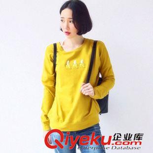 8月25 NEW! 2015秋季新款韩国订单纯棉印花糖果色圆领长袖卫衣T恤女装 3色