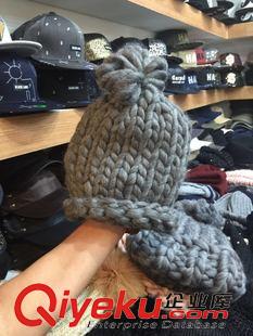 - 帽子 围巾 披肩 韩国女装代购 东大门进口批发 2015秋款纯色粗线羊毛帽 针织帽