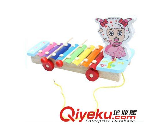 早教/音乐/智能玩具 儿童敲击音乐玩具 美羊羊喜洋洋 手敲琴木质 拖车益智玩具