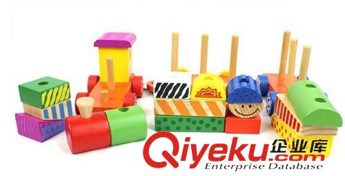惯性/发条玩具 厂家直销 木制形状儿童智力益智玩具 早教玩具 三节印花小火车