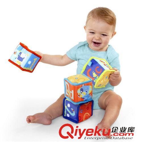 品牌婴儿玩具 外贸原单全新原彩盒美国bright starts 婴幼儿宝宝布艺积木