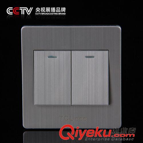 86-X5 炫银系列 厂家直销不锈钢拉丝墙壁开关插座品质保证X5炫银系列二开单控开关