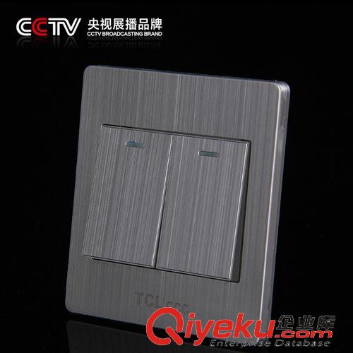 86-X5 炫银系列 厂家直销不锈钢拉丝墙壁开关插座品质保证X5炫银系列二开单控开关