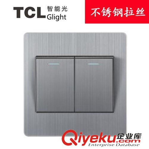 富贵银G01系列 TCL glight智能光不锈钢开关面板 双联二位双控开关二开双控批发