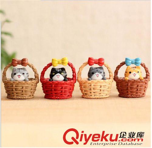 新品上市 娃娃屋配件平底篮子起司猫 创意zakka杂货韩国公仔摆件甜甜私房猫