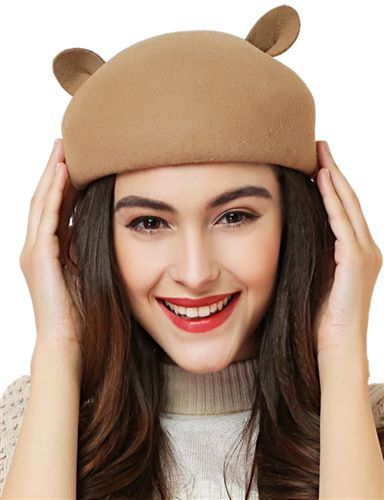 帽子分类 蒂芙莎 秋冬天可爱猫耳朵帽子亲子帽 女儿童帽羊毛呢圆顶礼帽