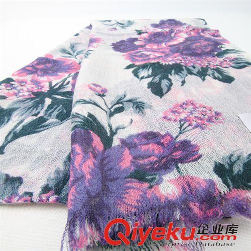 样品区 样品不出售 雅琪羊绒  紫色大花 羊毛印花 女士专用 围巾