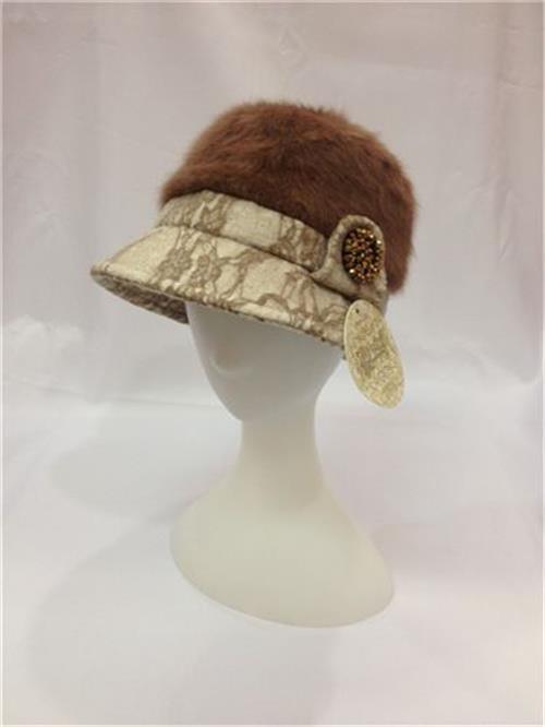 品牌帽子 2014衣布秀纯秋冬新款时装帽韩版兔毛蕾丝盆帽 女帽