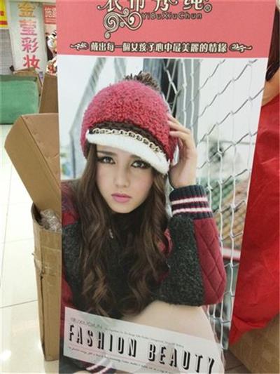 品牌帽子 2014衣布秀纯秋冬新款时装帽时尚韩版带沿毛线帽女帽