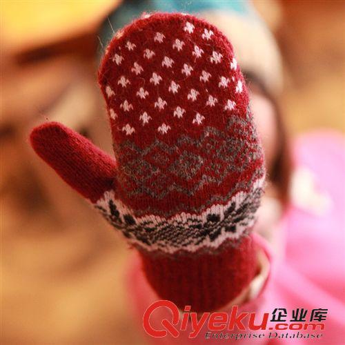 11月红人款 手套 冬季新款男女情侣兔羊毛手套韩版加厚双层保暖全指款