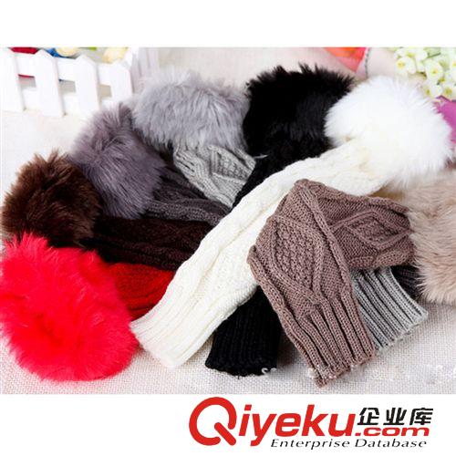 冬季/其他 韩国版针织毛线保暖长手套 仿兔毛可爱半指手套袖套 批发