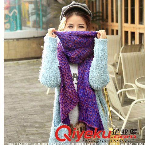 10月10日 2015秋冬新款 韩版加厚针织兔毛球围巾保暖加大女士围巾MH67