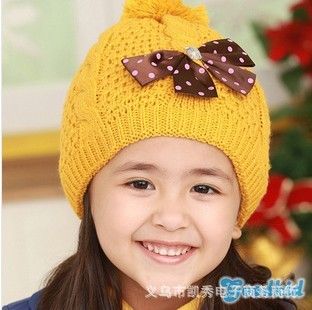 儿童帽 批发婴儿帽 儿童针织帽掉球球可爱蝴蝶结韩国品牌围巾保暖毛线帽