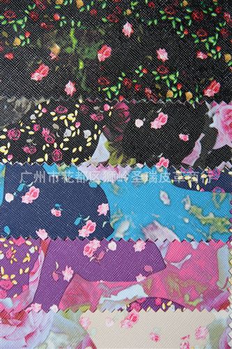 花朵图案皮革 厂家直销批发 江苏优质箱包手袋花朵纹SR-1456大量现货原始图片3