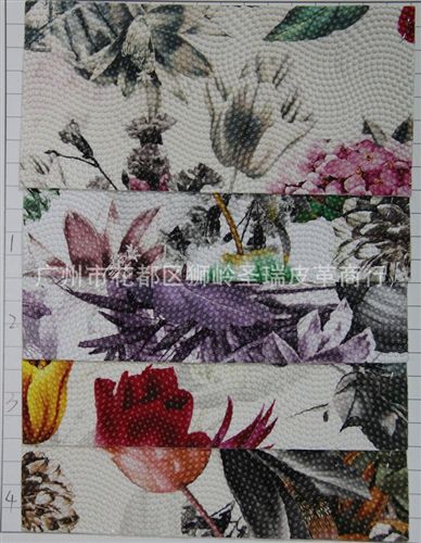 花朵图案皮革 厂家直销批发 江苏优质箱包手袋花朵纹SR-7543大量现货原始图片3