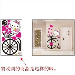 居家日用 D44直销 韩国卡通墙贴 Hello Kitty 儿童墙纸批发 壁纸 卡通贴纸