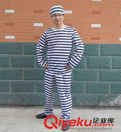 【舞会表演服装】 万圣节舞台表演服装 成人囚犯犯人服装cosplay越狱恐怖搞笑服