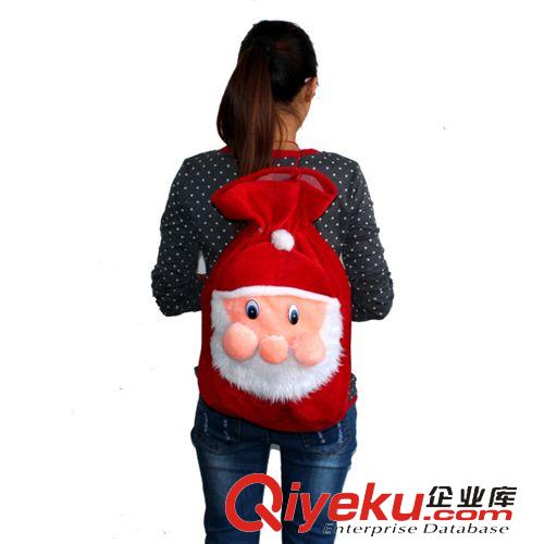 【圣诞节用品】 批发圣诞节礼品袋圣诞节礼物袋-圣诞老人背包/印花植绒大布袋