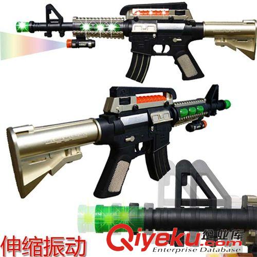 军事武器 儿童电动玩具枪 发光发声玩具 可伸缩振动冲锋枪