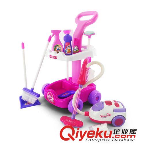 过家家玩具 儿童过家家女孩玩具仿真清洁工具吸尘器推车超市玩具 一件代发