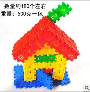 母婴用品 早教益智儿童玩具 塑料积木 拼插拼装积木 数字插块积木 500g