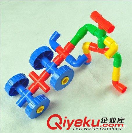 母婴用品 早教益智儿童玩具 塑料积木 拼插拼装积木 轮管积木 500g