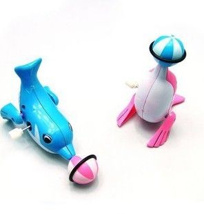 上链.发条玩具 批发供应发条顶球海豚/智力玩具上链漂亮的顶球海豚 上链海豚顶球