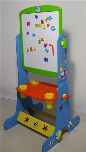 DIY木质玩具类 儿童多功能智能画板 双面画板 大画板架 磁性画板 （多色任选）