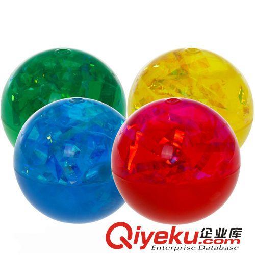 闪光弹力球 最热销儿童玩具 6.5CM双色彩带加鱼LED炫彩水晶跳跳球弹力球