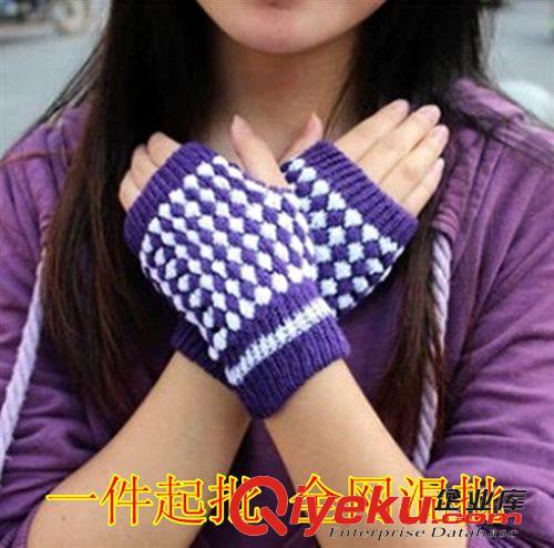 【冬季保暖产品】 淘宝热销菠萝半指手套 保暖工作手套 女手套 针织手套 棉手套批发