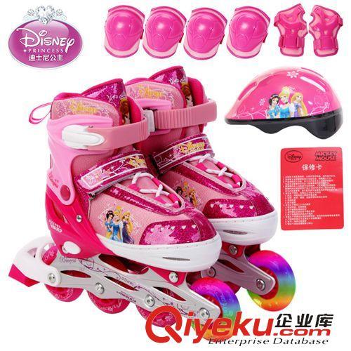 健康儿童系列 厂价xx迪士尼儿童溜冰鞋旱冰鞋男女可调闪光直排轮滑鞋套装批发