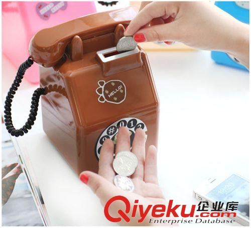 储钱罐 创意家居 韩版可爱卡通电话机存钱罐 复古储蓄罐 送儿童实用礼物