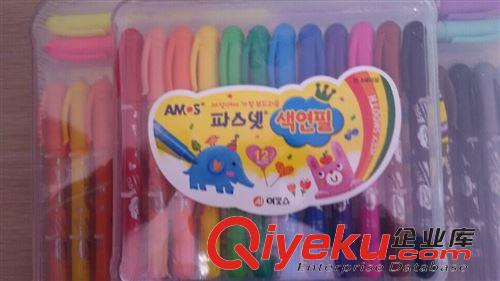 本月上新 {zx1}韩国原产AMOS旋转宝宝蜡笔可水洗水溶性安全md儿童12色粗头