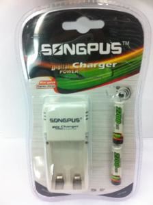 充电器 SONGPUS充电器 SP--CD06配两节AAA充电电池 7号干电池充电器