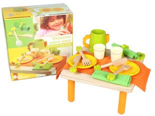 2月上新。。 法国sc品牌 木制餐具和小餐桌套装 宝宝请你吃午餐 过家家玩具