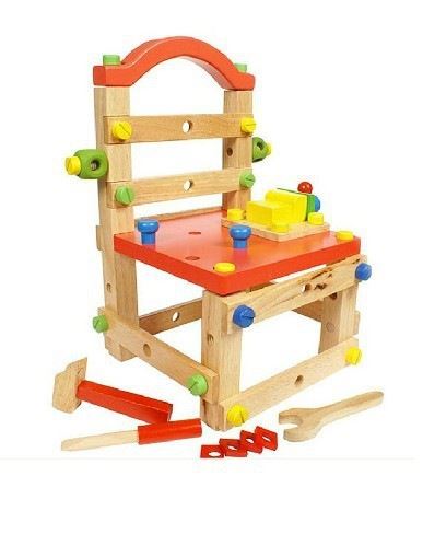 螺母组合/车载轨道/拆装益智 组合拆装玩具小鲁班椅 拼装组装玩具拆装椅 木制儿童玩具 益智3-7